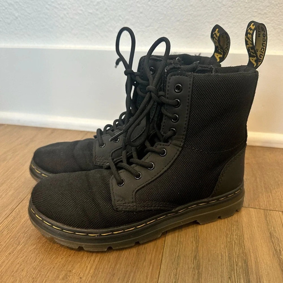 Dr‎ Martens Combs J Youth Canvas Black Combat Boot Size 2 JY004 SH07W - Picture 1 of 8
